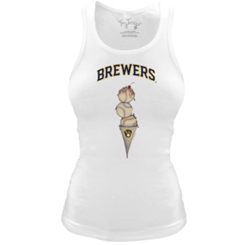 Women's Tiny Turnip White Milwaukee Brewers Fitted Triple Scoop Tri-Blend Tank Top