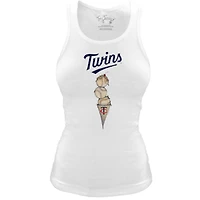 Women's Tiny Turnip White Minnesota Twins Fitted Triple Scoop Tri-Blend Tank Top