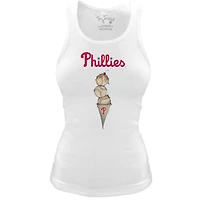 Women's Tiny Turnip White Philadelphia Phillies Fitted Triple Scoop Tri-Blend Tank Top