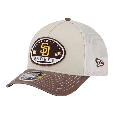 Men's New Era  Light Beige/Brown San Diego Padres Frayed M-Crown A-Frame 9FORTY Trucker Adjustable Hat