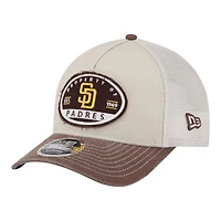 Men's New Era  Light Beige/Brown San Diego Padres Frayed M-Crown A-Frame 9FORTY Trucker Adjustable Hat