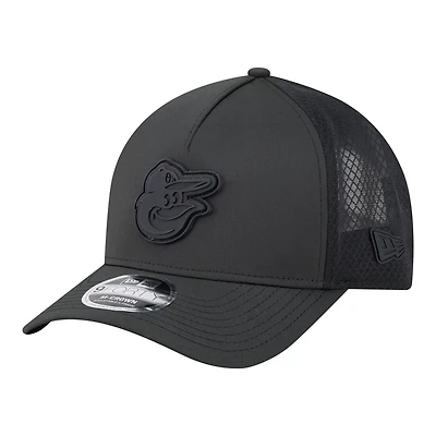 Men's New Era  Black Baltimore Orioles Badged M-Crown A-Frame 9FORTY Trucker Adjustable Hat