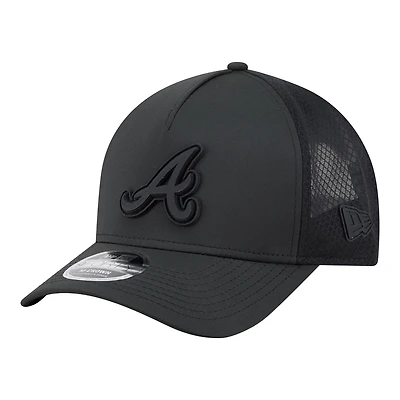 Men's New Era  Black Atlanta Braves Badged M-Crown A-Frame 9FORTY Trucker Adjustable Hat