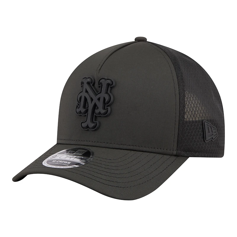 Men's New Era  Black New York Mets Badged M-Crown A-Frame 9FORTY Trucker Adjustable Hat