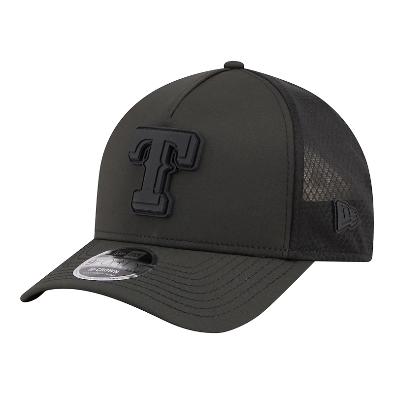 Men's New Era  Black Texas Rangers Badged M-Crown A-Frame 9FORTY Trucker Adjustable Hat