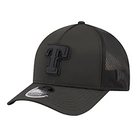 Men's New Era  Black Texas Rangers Badged M-Crown A-Frame 9FORTY Trucker Adjustable Hat
