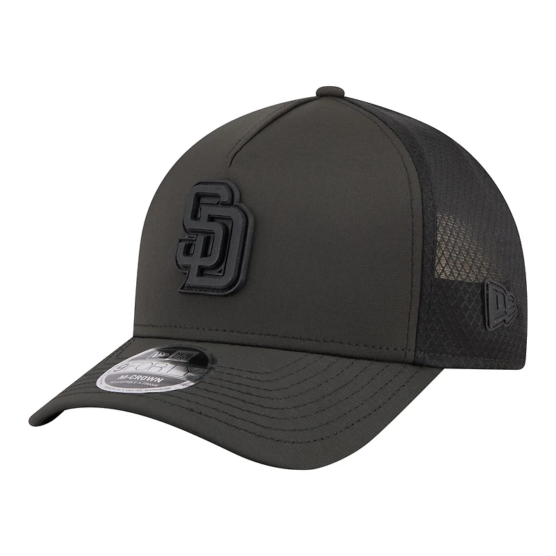 Men's New Era  Black San Diego Padres Badged M-Crown A-Frame 9FORTY Trucker Adjustable Hat