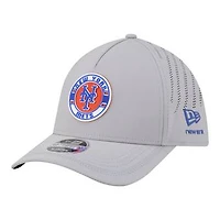 Men's New Era Gray New York Mets Patch 39THIRTY A-Frame M-Crown Perforated Flex Hat