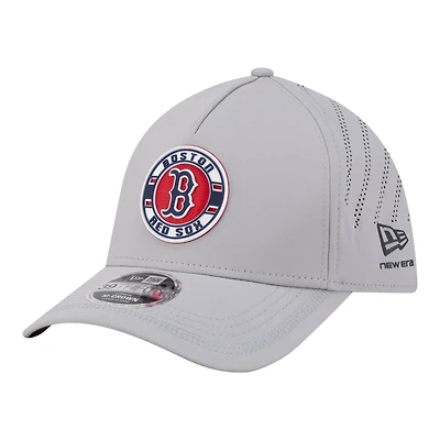 Men's New Era Gray Boston Red Sox Patch 39THIRTY A-Frame M-Crown Perforated Flex Hat