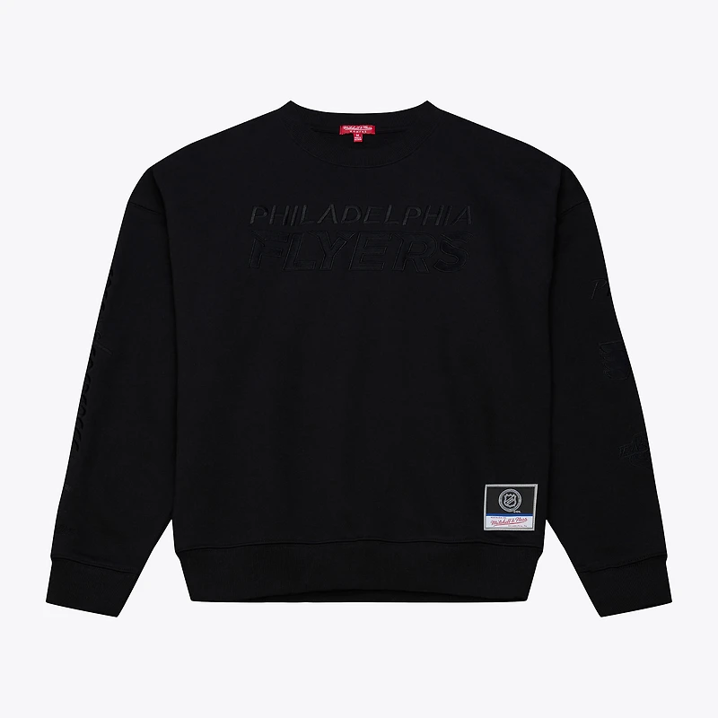 Unisex Mitchell & Ness Black Philadelphia Flyers Phantom Fleece Crew Neck Sweatshirt