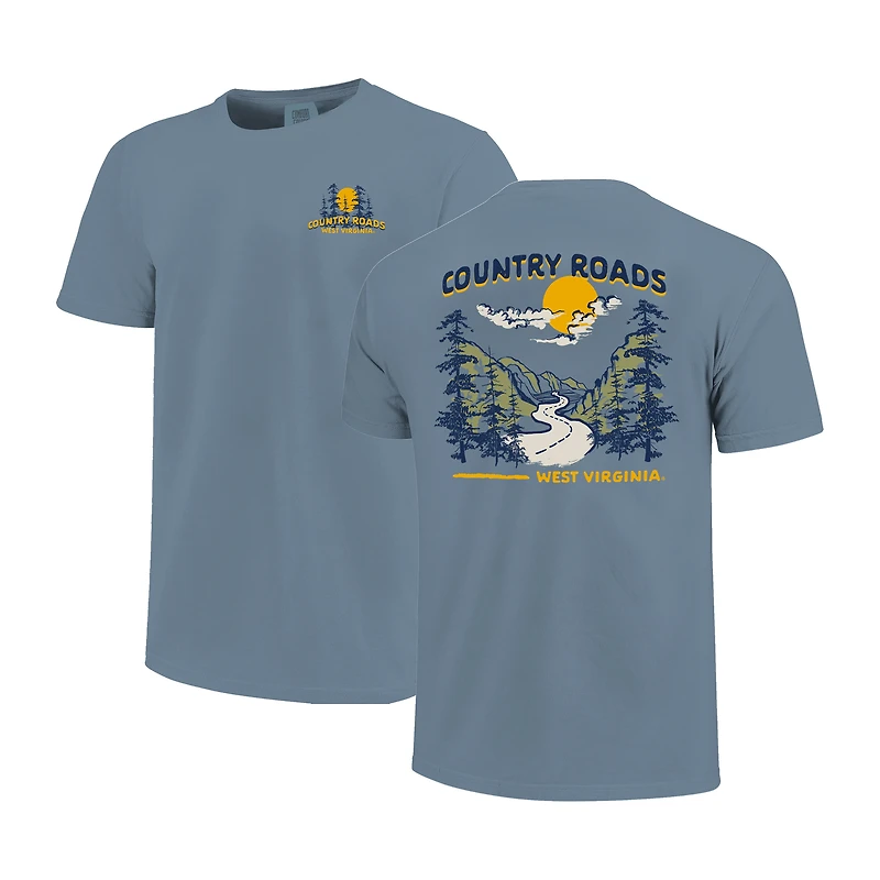 Unisex Image One  Blue West Virginia Mountaineers Hyper Local Mountain Road T-Shirt