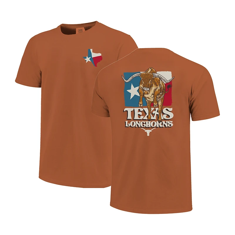 Unisex Image One  Burnt Orange Texas Longhorns Hyper Local Bevo State Flag T-Shirt