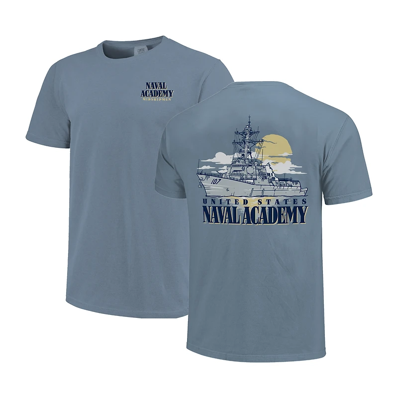 Unisex Image One Blue Navy Midshipmen Hyper Local Naval Ship Sunset T-Shirt