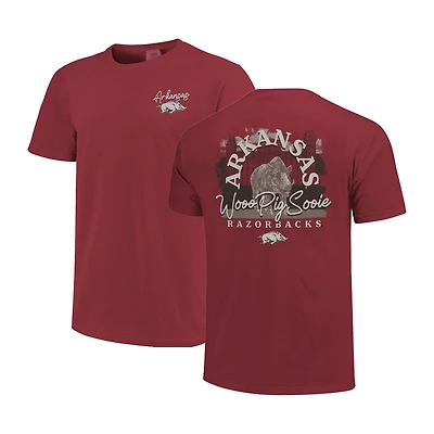 Unisex Image One  Maroon Arkansas Razorbacks Hyper Local Campus Statue T-Shirt