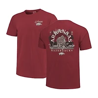 Unisex Image One  Maroon Arkansas Razorbacks Hyper Local Campus Statue T-Shirt