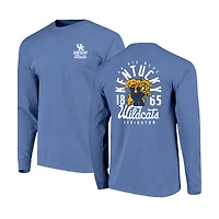 Men's Royal Kentucky Wildcats Comfort Colors Mascot Overlay Long Sleeve T-Shirt