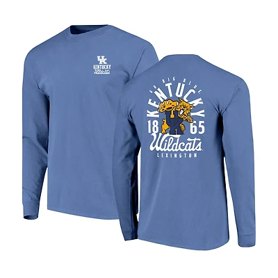 Men's Royal Kentucky Wildcats Comfort Colors Mascot Overlay Long Sleeve T-Shirt
