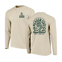 Men's Natural Michigan State Spartans Comfort Colors Mascot Overlay Long Sleeve T-Shirt