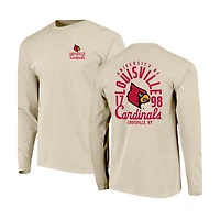 Men's Natural Louisville Cardinals Comfort Colors Mascot Overlay Long Sleeve T-Shirt