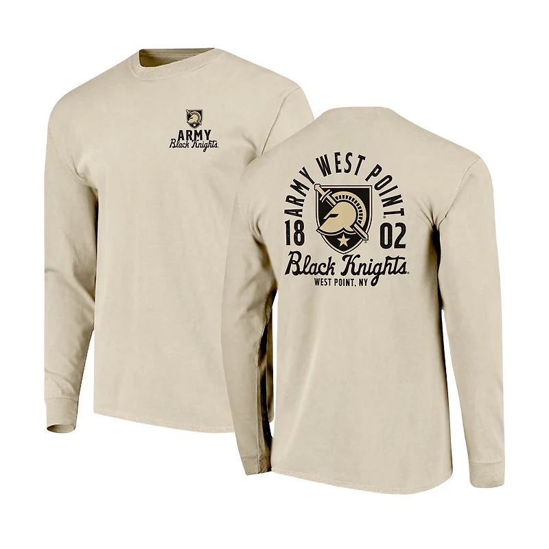 Men's Natural Army Black Knights Comfort Colors Mascot Overlay Long Sleeve T-Shirt