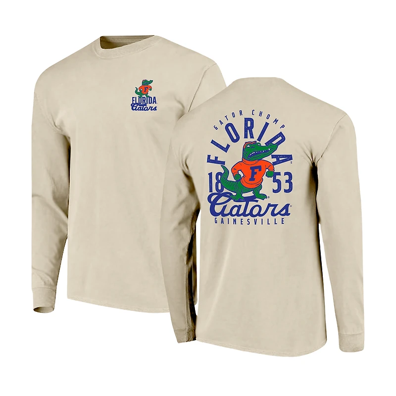 Men's Natural Florida Gators Comfort Colors Mascot Overlay Long Sleeve T-Shirt