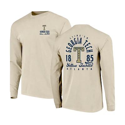 Men's Natural Georgia Tech Yellow Jackets Comfort Colors Mascot Overlay Long Sleeve T-Shirt