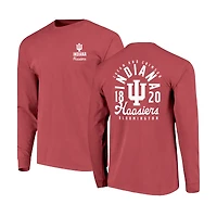 Men's Crimson Indiana Hoosiers Comfort Colors Mascot Overlay Long Sleeve T-Shirt