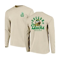 Men's Natural Oregon Ducks Comfort Colors Mascot Overlay Long Sleeve T-Shirt