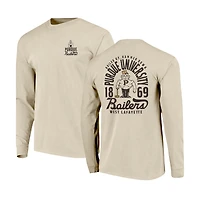 Men's Natural Purdue Boilermakers Comfort Colors Mascot Overlay Long Sleeve T-Shirt