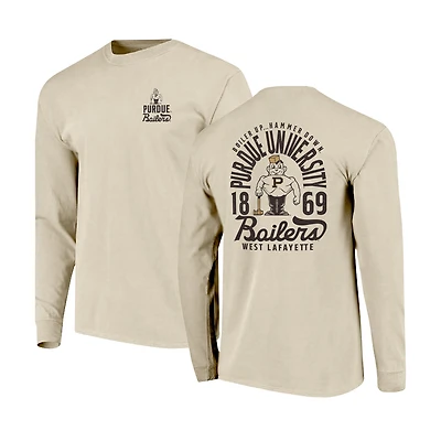 Men's Natural Purdue Boilermakers Comfort Colors Mascot Overlay Long Sleeve T-Shirt
