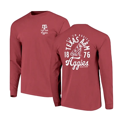 Men's Maroon Texas A&M Aggies Comfort Colors Mascot Overlay Long Sleeve T-Shirt