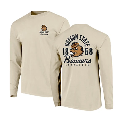 Men's Natural Oregon State Beavers Comfort Colors Mascot Overlay Long Sleeve T-Shirt