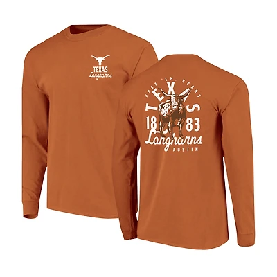 Men's Texas Orange Longhorns Comfort Colors Mascot Overlay Long Sleeve T-Shirt