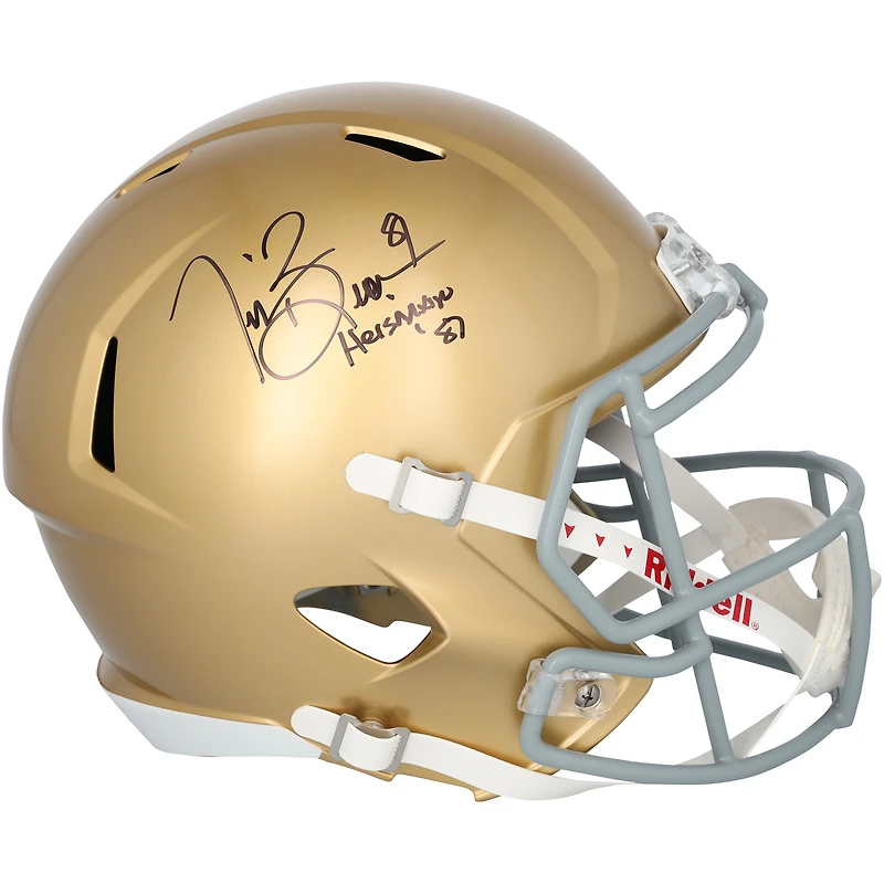 Tim Brown Notre Dame Fighting Irish Autographed Riddell Speed Replica Helmet with "87 Heisman" Inscription
