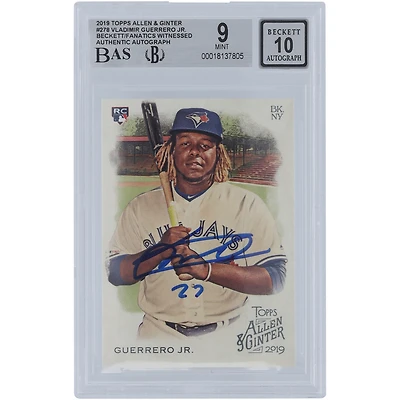Vladimir Guerrero Jr. Toronto Blue Jays Autographed 2019 Topps Allen & Ginter #278 Beckett Fanatics Witnessed Authenticated 9/10 Rookie Card