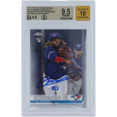Vladimir Guerrero Jr. Toronto Blue Jays Autographed 2019 Topps Chrome Update #21 Beckett Fanatics Witnessed Authenticated /10 Rookie Card