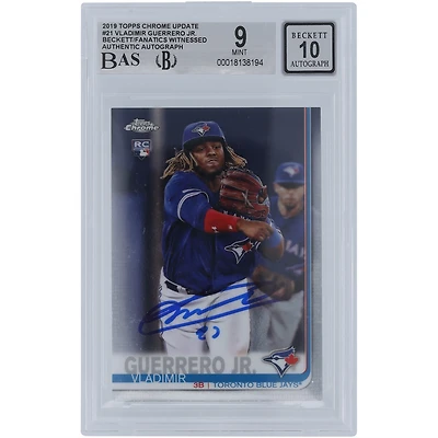 Vladimir Guerrero Jr. Toronto Blue Jays Autographed 2019 Topps Chrome Update #21 Beckett Fanatics Witnessed Authenticated 9/10 Rookie Card