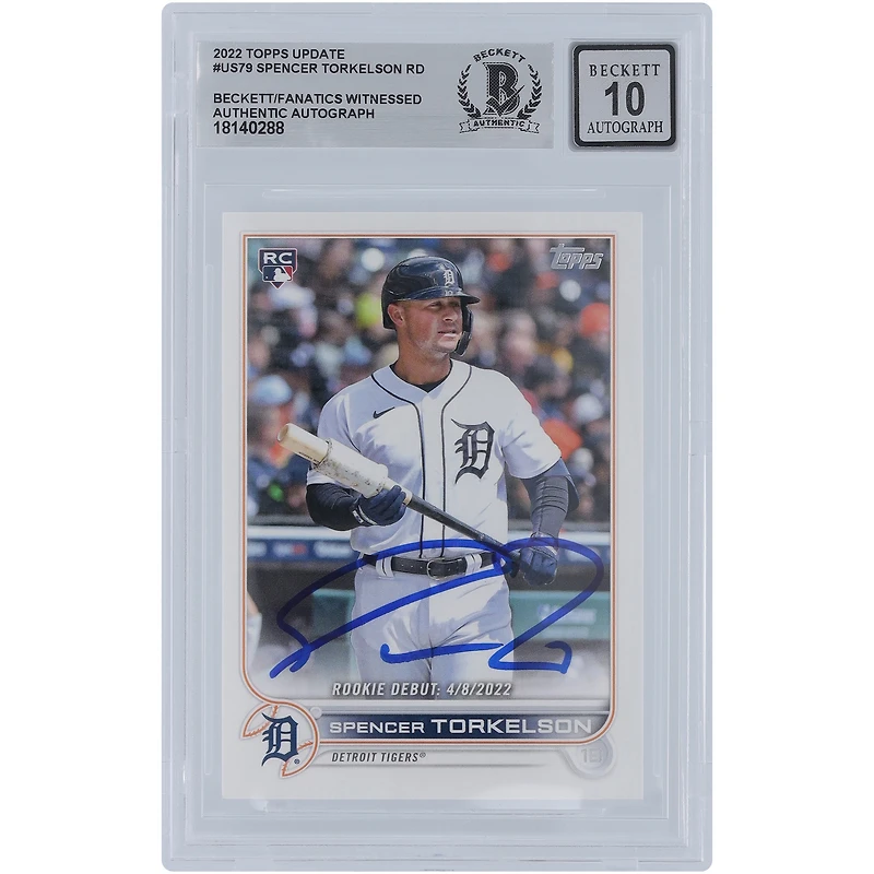 Spencer Torkelson Detroit Tigers Autographed 2022 Topps Update #US79 Beckett Fanatics Witnessed Authenticated 10 Rookie Card