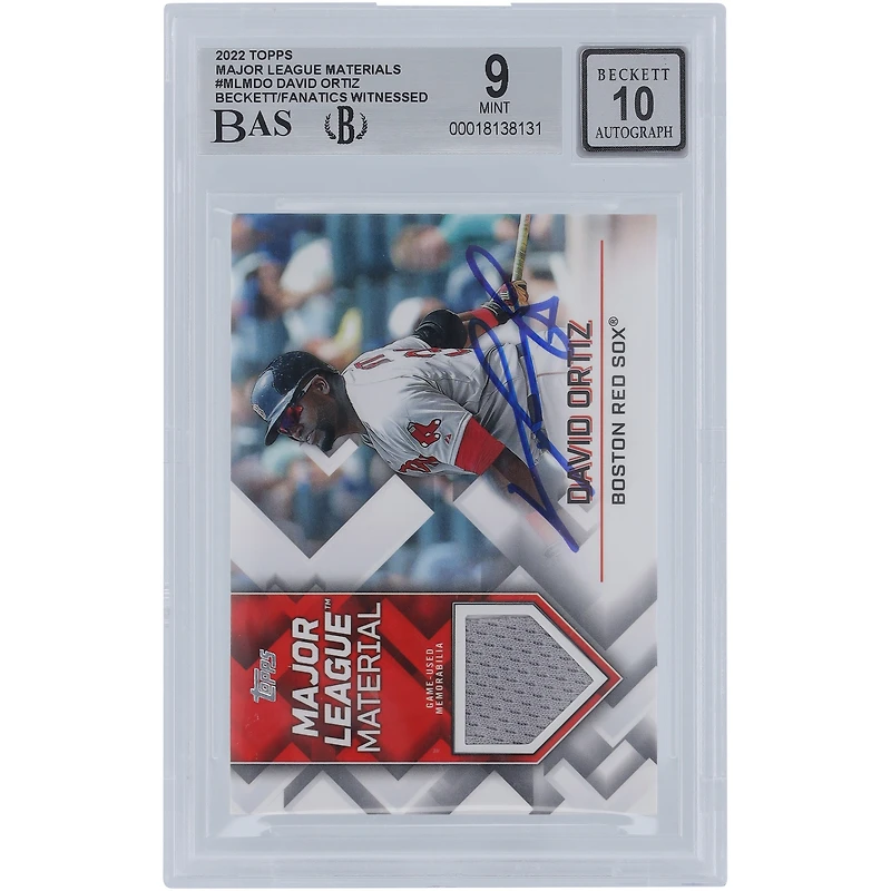 David Ortiz Boston Red Sox Autographed 2022 Topps Major League Material Jersey Relic #MLM-DO Beckett Fanatics Witnessed Authenticated 9/10 Card