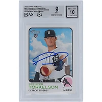 Spencer Torkelson Detroit Tigers Autographed 2022 Topps Heritage #531 Beckett Fanatics Witnessed Authenticated 9/10 Rookie Card