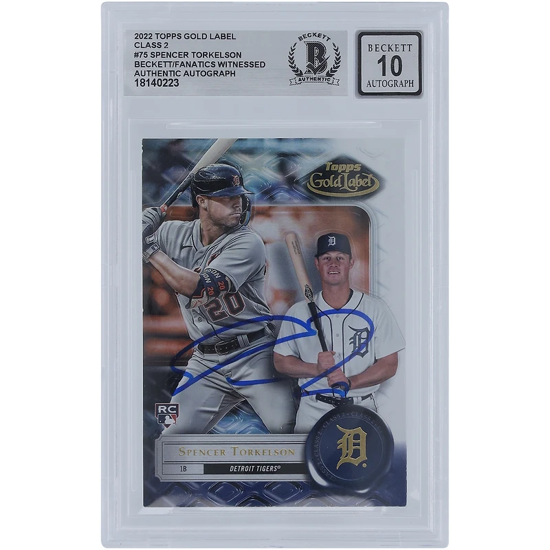 Spencer Torkelson Detroit Tigers Autographed 2022 Topps Gold Label Class 2 #75 Beckett Fanatics Witnessed Authenticated 10 Rookie Card