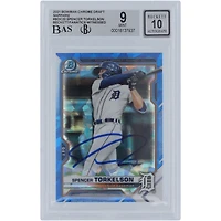 Spencer Torkelson Detroit Tigers Autographed 2021 Bowman Chrome Draft Sapphire #BDC-20 Beckett Fanatics Witnessed Authenticated 9/10 Card