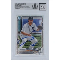 Spencer Torkelson Detroit Tigers Autographed 2021 Bowman Chrome Prospects Mega Box Refractors #BCP-96 Beckett Fanatics Witnessed Authenticated 10 Card