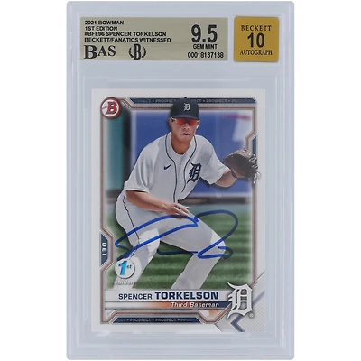 Spencer Torkelson Detroit Tigers Autographed 2021 Bowman 1st Edition #BFE-96 Beckett Fanatics Witnessed Authenticated /10 Card