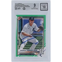 Spencer Torkelson Detroit Tigers Autographed 2021 Bowman Prospects Green #BP-96 #/99 Beckett Fanatics Witnessed Authenticated 9/10 Card