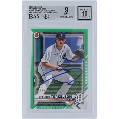 Spencer Torkelson Detroit Tigers Autographed 2021 Bowman Prospects #BP-96 #/ Beckett Fanatics Witnessed Authenticated /10 Card