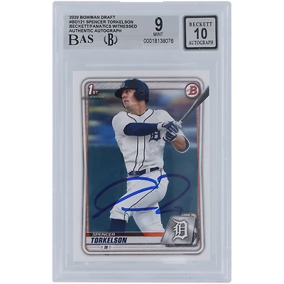 Spencer Torkelson Detroit Tigers Autographed 2020 Bowman Draft #BD-121 Beckett Fanatics Witnessed Authenticated /10 Card