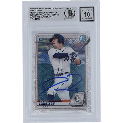 Spencer Torkelson Detroit Tigers Autographed 2020 Bowman Chrome Draft Asia Refractors #BD-121 Beckett Fanatics Witnessed Authenticated 10 Card