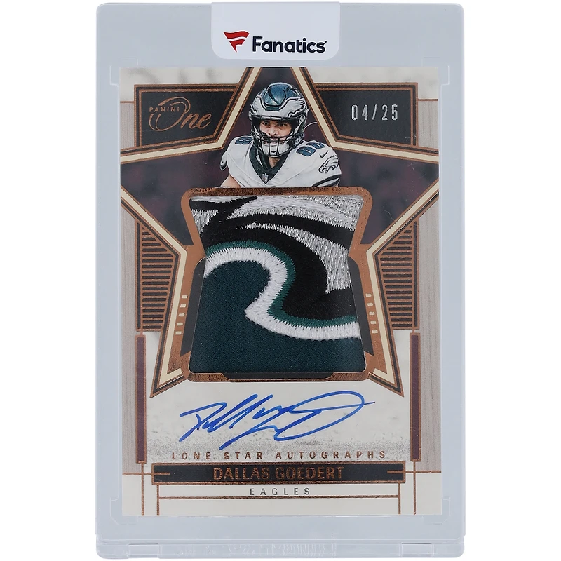 Dallas Goedert Philadelphia Eagles Autographed 2023 Panini One Logo Relic #98 #4/25 Card