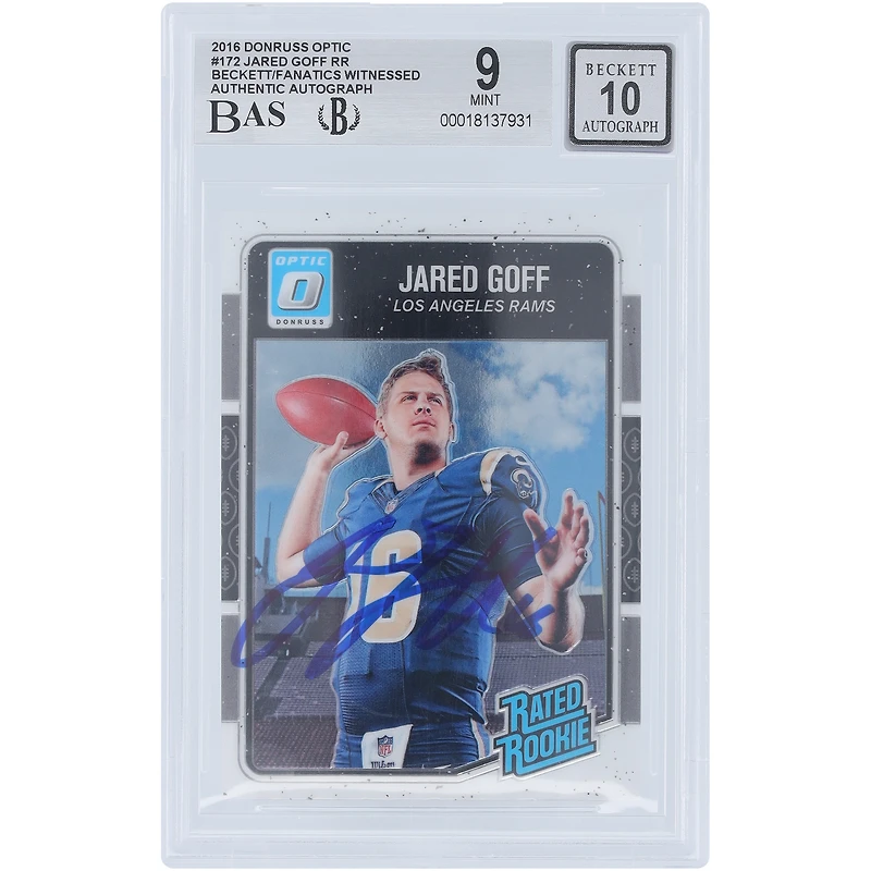 Jared Goff Los Angeles Rams Autographed 2016 Panini Donruss Optic #172 Beckett Fanatics Witnessed Authenticated /10 Rookie Card